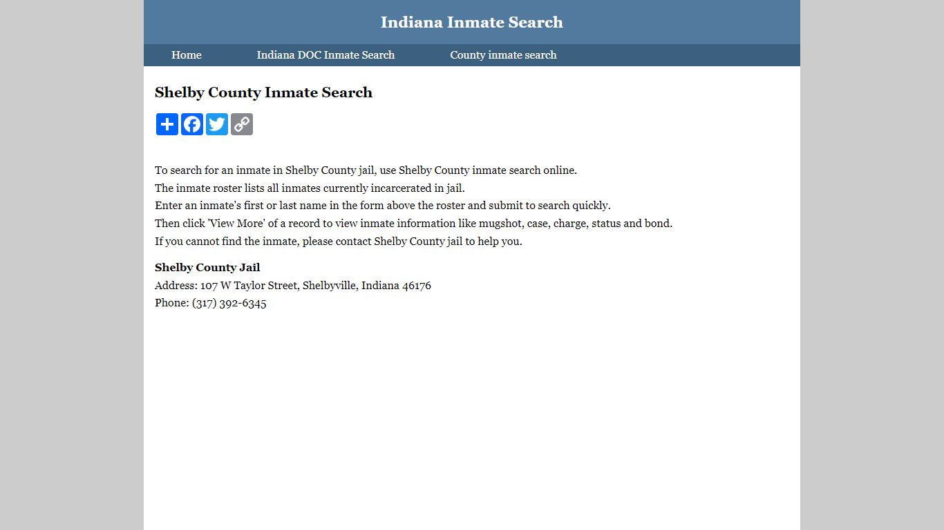 Shelby County Inmate Search