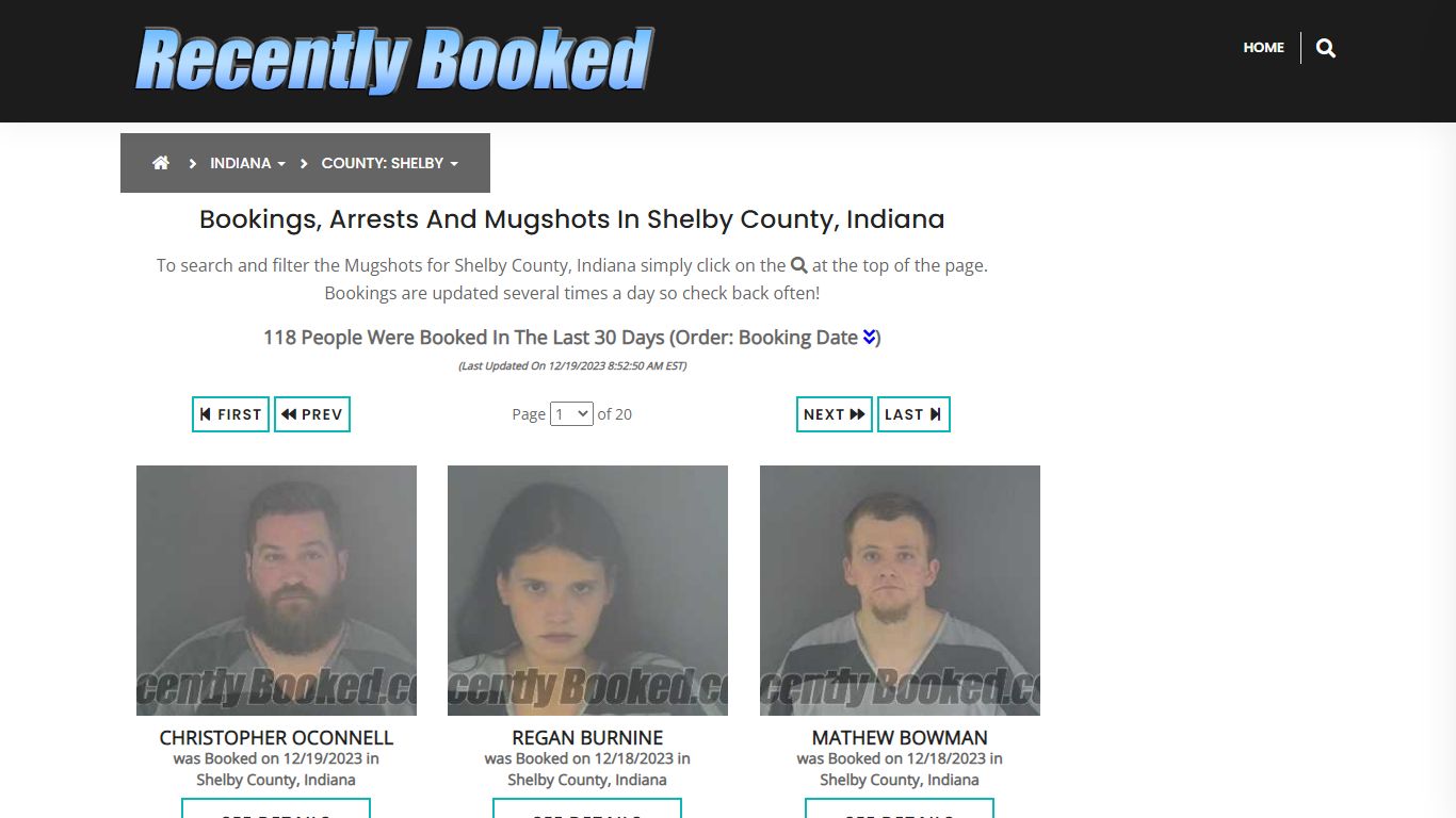 Recent bookings, Arrests, Mugshots in Shelby County, Indiana